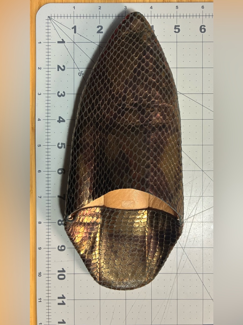 Metallic Bronze Leather Snake-Embossed Babouche Mules - Picture 3 of 4